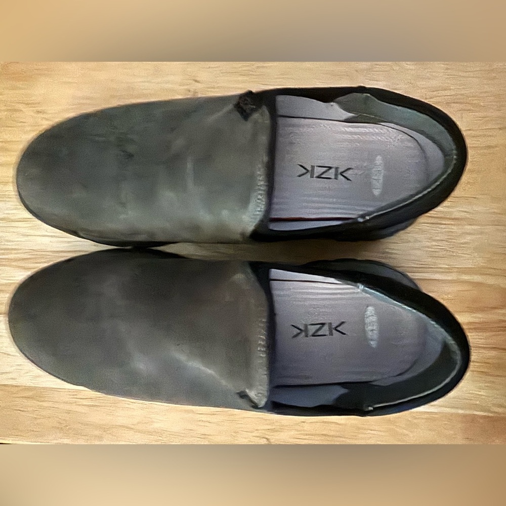 Barely worn grey suede slip-on
